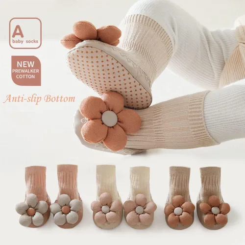 Miniatura 2 de SUITBOY Baby Girl Socks Look Like Shoe Toddler Ant-slip Socks with Grips Baby Long Socks with Cute Bows Floor Shoes Socks