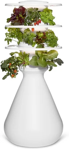 Kit de inicio Farmstand con anillos luminosos y 18 créditos para plántulas | Pequeño kit de sistema de cultivo hidropónico | Torre de maceta de