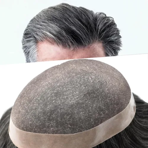 Miniatura 11 de Toupee de cabello humano fino mono revestido de poliéster para hombre, postizo de monofilamento duradero NPU monofilamento tupé para hombres