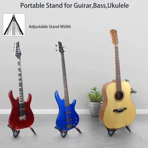 Miniatura 5 de Soporte universal plegable para guitarra con marco en A, antideslizante, soporte fuerte para guitarra acústica eléctrica, bajo, ukelele, viaje