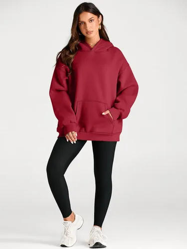 Miniatura 11 de Trendy Queen - Sudaderas extragrandes con capucha para mujer, suéteres de manga larga, sin botones, de vellón, de otoño, ropa de invierno