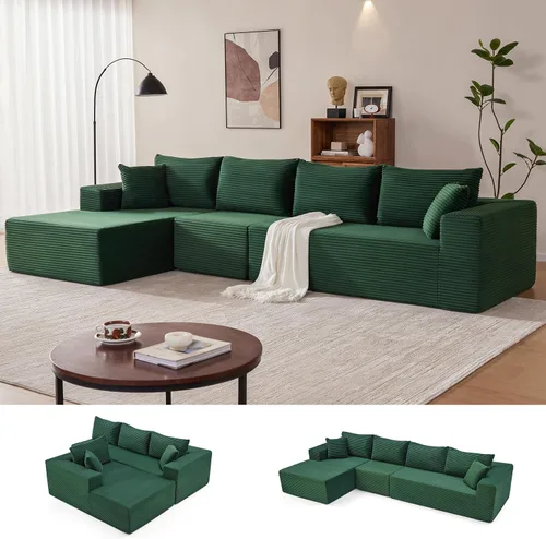 Miniatura 50 de Mangodan Sofá seccional Cloud, sofá deshuesado para sala de estar, sofá modular con asiento profundo, cómodo sofá esponjoso en forma de L con diván