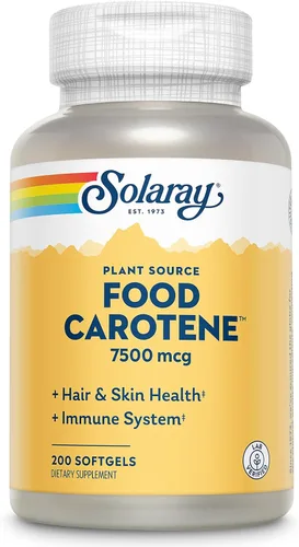 SOLARAY Food Carotene 7500mcg (25000 UI) - Suplemento de vitamina A beta caroteno - Suplemento de bienestar e inmunidad, potentes vitaminas para los