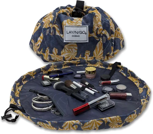 Miniatura 28 de Lay-n-Go Cosmo Layflat - Organizador de cosméticos y maquillaje con cordón y bolsillo con cremallera, bucles para cepillos y más, se ajusta