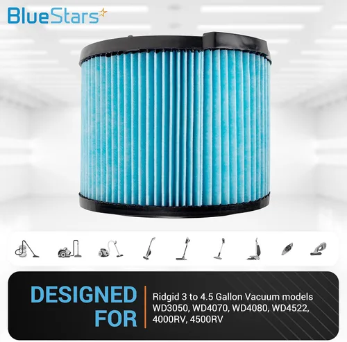 Miniatura 3 de BlueStars Filtro de vacío de repuesto ultra duradero VF3500 para aspiradora Ridgid VF3500 de 3 a 4.5 galones, filtros de 3 capas para Ridgid WD3050