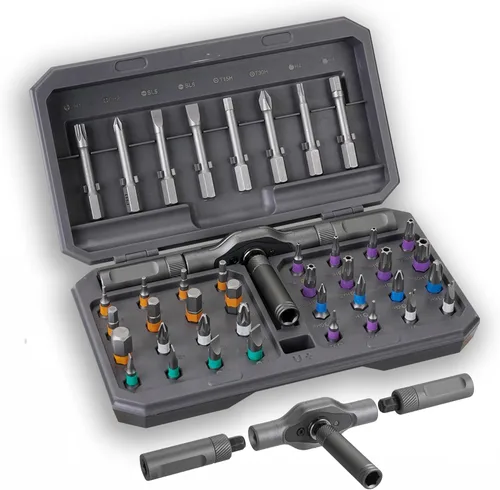 Juego de destornilladores magnéticos 42 en 1, juego de destornilladores de trinquete DIY, accionamiento magnético multi bit con mango de trinquete,
