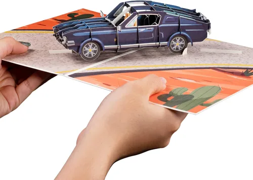 Miniatura 3 de Paper Love Frndly - Tarjeta desplegable 3D para el día del padre, auto deportivo clásico, regalo para papá, marido, hijo y cualquier persona, hecha