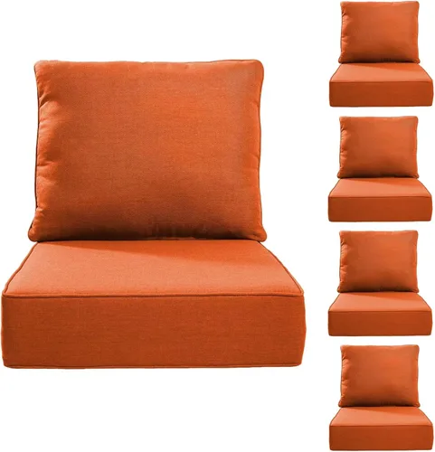 Miniatura 52 de Rilyson Cojines de patio para muebles de exterior, 22 x 24 pulgadas, respaldo alto y asiento profundo, cojín de exterior para sillas de patio, sofá