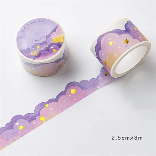 Miniatura 4 de Juego de 8 rollos de cinta Washi, Dream Clouds cinta decorativa de lámina dorada, cinta adhesiva decorativa para álbumes de recortes, artes