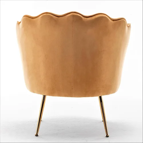 Miniatura 11 de Container Furniture Direct Silla de terciopelo con silueta festoneada y patas de metal dorado, pieza decorativa adecuada para espacios Rosa