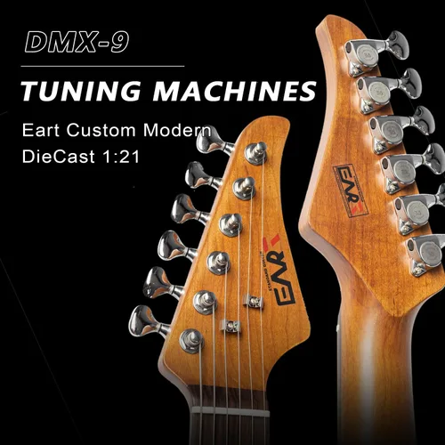 Miniatura 5 de EART Guitarra eléctrica DMX-9, puente de trémolo de 6 cuerdas, pastillas Humbucker, cuerpo sólido, guitarras con interruptor de 5 vías
