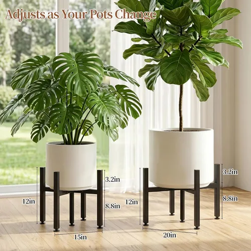 Miniatura 2 de LUBORN Soporte para plantas para interiores y exteriores, soportes ajustables para plantas grandes de 15 a 20 pulgadas, soporte de metal de mediados