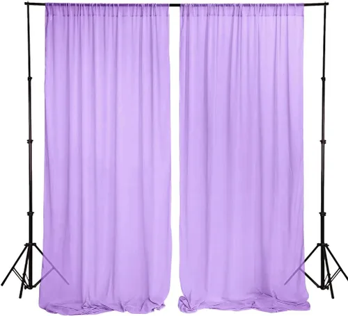 Cortina de gasa de 5 x 7 pies, cortinas transparentes de gasa lavanda, 2 paneles, decoración romántica de boda, fiesta, cortinas de tela de gasa de