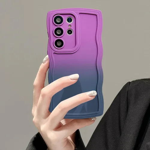 Miniatura 42 de UEEBAI Funda de silicona con marco de ola para Samsung Galaxy S22 5G, funda de teléfono con marco de ola linda, ajuste delgado, amortiguador de Negro