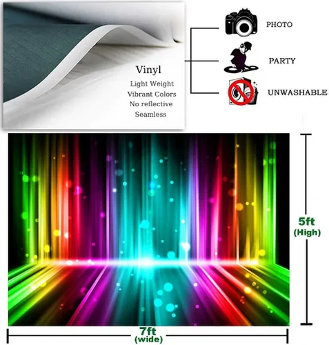 Miniatura 6 de Sensfun Let's Glow - Telón de fondo para fiesta, música, discoteca, baile, arco iris, neón, fotografía, fondo, cumpleaños, recién nacido, estudio