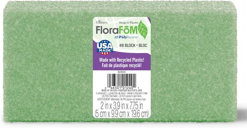 FloraCraft FloraFōM Bloque de 2 pulgadas x 3.9 pulgadas x 7.75 pulgadas, color verde