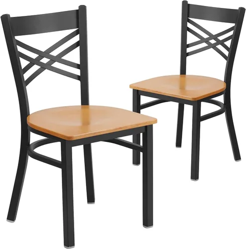 Miniatura 9 de Flash Furniture Serie Hércules Silla de metal para restaurante con respaldo "X", silla moderna tapizada sin apoyabrazos para restaurantes y cocinas