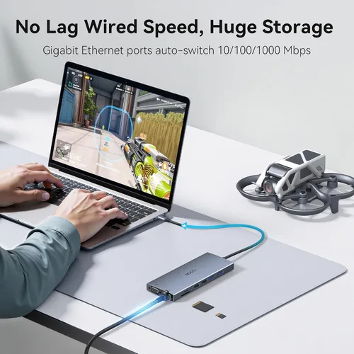 Miniatura 8 de Estación de acoplamiento USB C con monitor dual para Dell HP, estación de acoplamiento para portátil con 3 monitores, Hub USB C de 15 en 1 con Dock