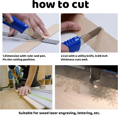 Miniatura 4 de MUXGOA Paquete de 20 hojas de tilo, hojas de madera finas para manualidades, láser, quema de madera, adornos de madera, se pueden cortar y pintar a