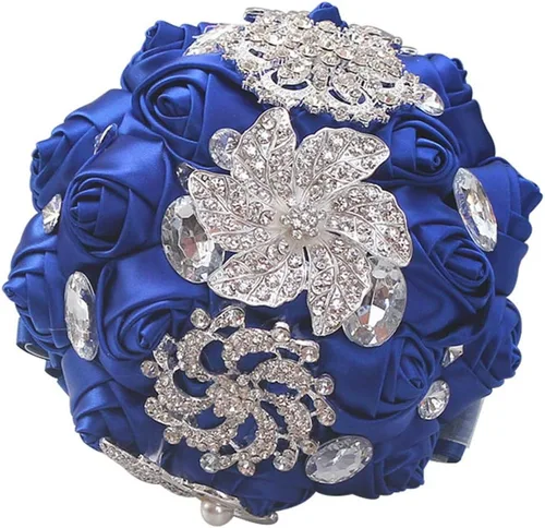 Miniatura 8 de Ramo de broche para novia pequeña, ramo de boda, ramo de rosas de satén para niña, hecho a medida, ramo floral de boda, arreglo de centro de mesa