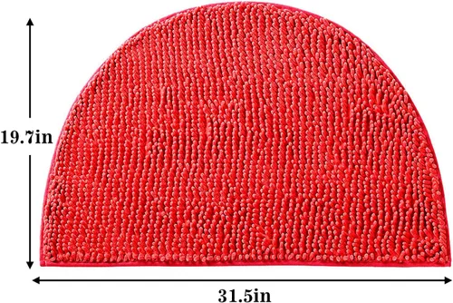 Miniatura 2 de Alfombra de Baño Media Redonda Rugas de Baño Rojo Alfombras Semicirculares de Baño de Chenilla Alfombras de Baño Absorbentes de Agua para Piso