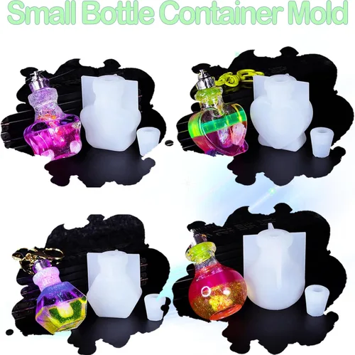 Miniatura 4 de 4 moldes de silicona para botella agitadora, contenedor de botellas de arena movediza y tapón, moldes de resina UV, mini botella de resina epoxi