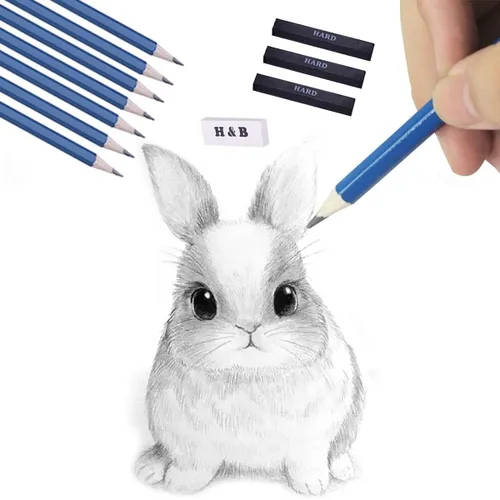 Miniatura 6 de H & B Kit de dibujo profesional de 40 piezas, kit completo de artista, incluye lápices de grafito, pasteles, sacapuntas y borrador