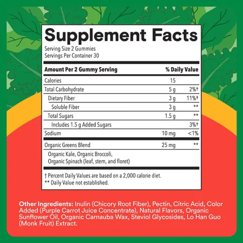 Miniatura 3 de SmartyPants Kids Multivitamin & Fiber Gummies: Prebiotic Fiber to Support Kids Digestion with Vitamin D3, C, Vitamin B12, B6, A, Zinc, Biotin