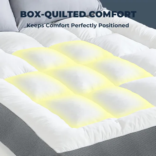 Miniatura 8 de HYPREST Twin XL Mattress Topper, 4 Inch Cooling Cotton Pillow Top with 2000 GSM Shredded Memory Foam Dorm- Soft & Supportive for Back Pain