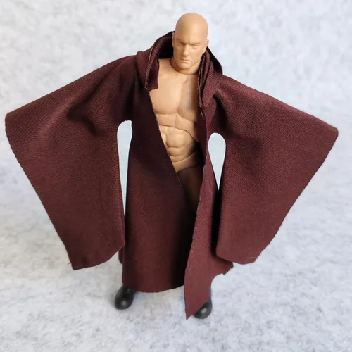 Miniatura 7 de SSbeauty M Bata de tela a escala 1:12 con sombrero para figura de acción de muñeca de 6 pulgadas y 6 pulgadas (sin figura) (manga L marrón)