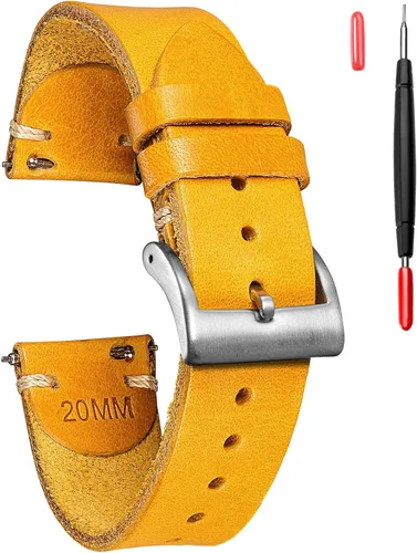 torbollo Correas de reloj de cuero para hombre, correa de reloj de cuero italiano Buttero de liberación rápida, envoltura de repuesto vintage de