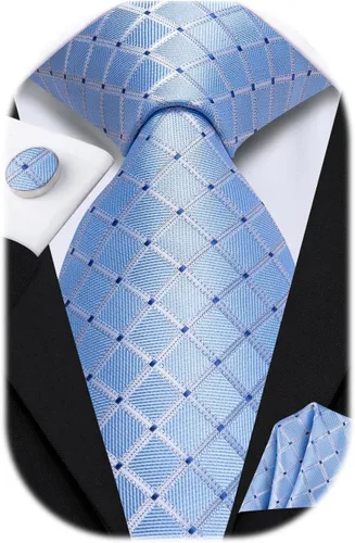 Miniatura 237 de Hi-Tie Corbatas de seda para hombre, diseño de cachemira a rayas, con bolsillo, gemelos cuadrados, conjunto formal de negocios