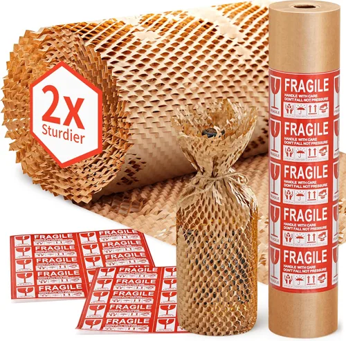 Miniatura 10 de JARLINK Papel de embalaje de panal de abeja, envoltura de embalaje de burbujas de 15" x 213 pies para embalaje/envío/mudanza, rollo de papel