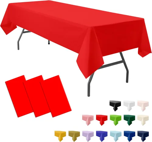 Miniatura 8 de Paquete de 3 manteles de plástico premium negros desechables de 54 x 108 pulgadas. Mantel rectangular desechable para mesas de fiesta