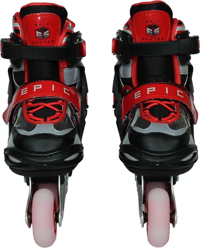 Miniatura 2 de Epic Skates Drift - Patines en línea ajustables con ruedas con luz LED, negro/rojo, juvenil 1-4