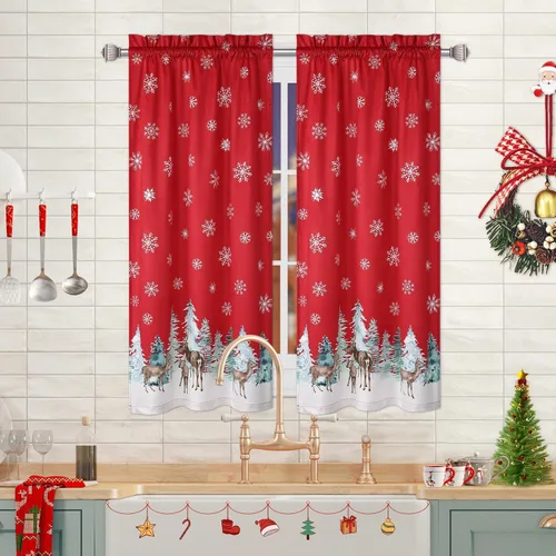 Miniatura 11 de ROYGROW Cortinas de cocina de Navidad de 24 pulgadas, para ventana de café, bolsillo para barra para decoración del hogar, 2 paneles para baño