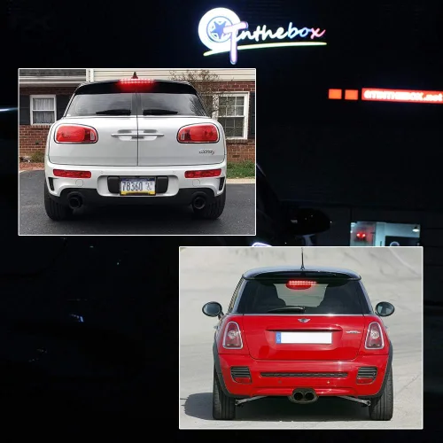Miniatura 5 de Para 2007 2008 2009 2010 2011 2012 2013 2014 Mini Cooper R56 R57 R58 R60 montaje alto 3ª luz de freno negro cromo lente rojo LED