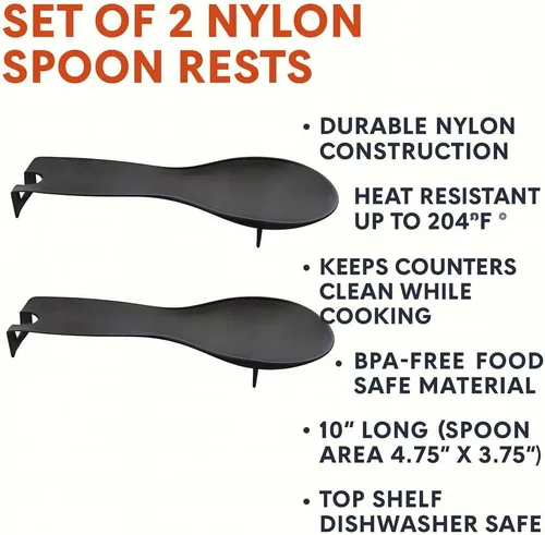 Miniatura 2 de Juego de 2 cucharas de cocina de nailon para estufa, cucharas de degustación, utensilios para mantener los contadores limpios, resistente al calor