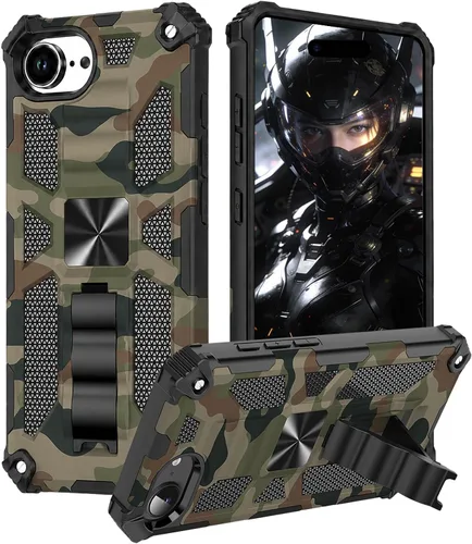 Miniatura 11 de CCSmall Funda de camuflaje para Apple iPhone 14 para hombres, protección resistente a prueba de golpes con función atril para iPhone 14 MC verde
