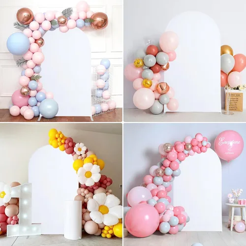 Miniatura 4 de Funda para soporte de arco de boda de 6 pies, de elastano, parte superior redonda, telón de fondo de arco Chiara para fiesta de cumpleaños