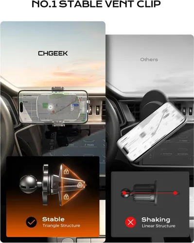 Miniatura 6 de Soporte inalámbrico con cargador de coche para teléfono, carga rápida de 15W, soporte de teléfono con sujeción automática para el salpicadero