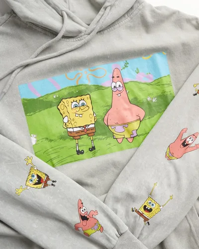 Miniatura 3 de Nickelodeon Mens SpongeBob and Patrick Fleece Sweatshirt Men and Womens Unisex Pullover Hoodie (Size S-XL)