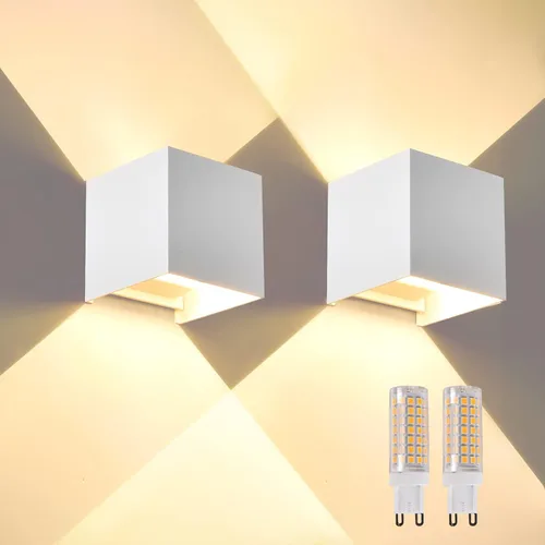 Miniatura 28 de 2 piezas de luces de pared G9 para exterior/interior, apliques de pared con luces hacia arriba y abajo, IP65 impermeables, iluminación moderna