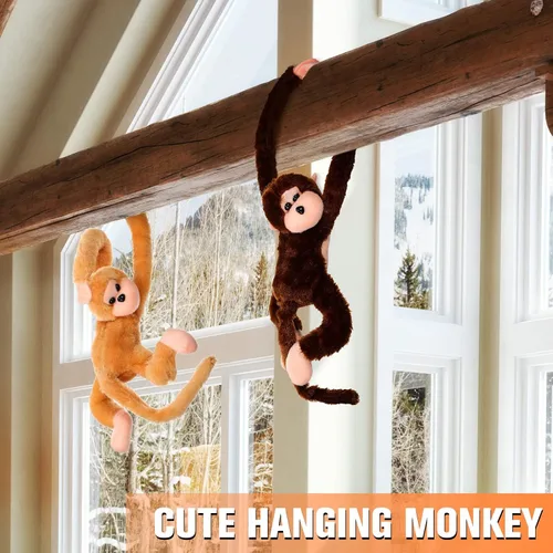 Miniatura 7 de Chivao Mono de peluche colgante con cierres de para adultos, regalo para decoración de fiestas (20 pulgadas, marrón, caqui, paquete de 8)