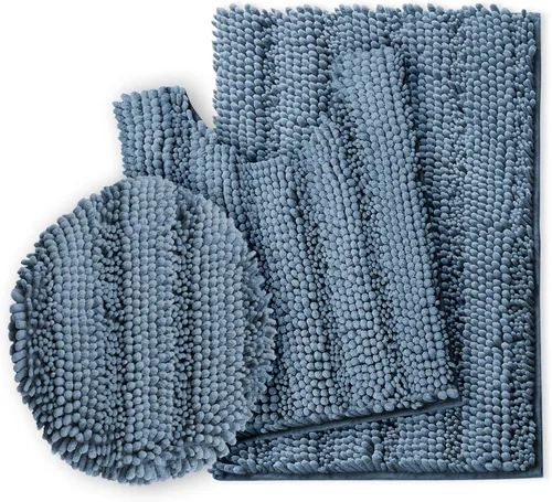 Miniatura 16 de Clara Clark Tapetes para baño de felpilla, tapetes de baño de felpa ultra suaves, lavables a máquina, con parte trasera antideslizante, 44 x 26 Negro