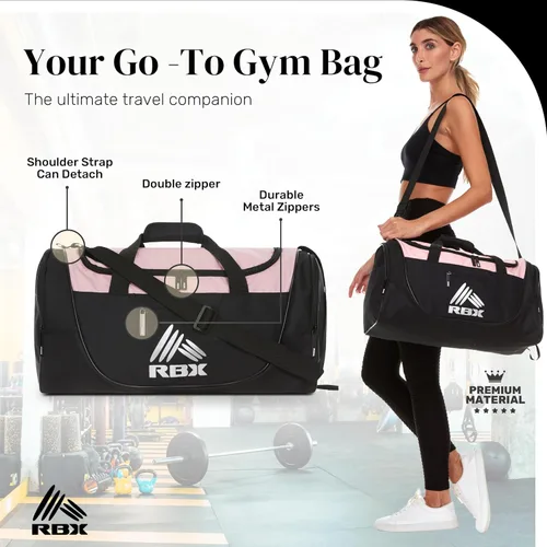 Miniatura 5 de RBX Bolsas de gimnasio para hombres, pequeña bolsa de gimnasio para mujeres con compartimento para zapatos, bolsa de lona para viajes, bolsa