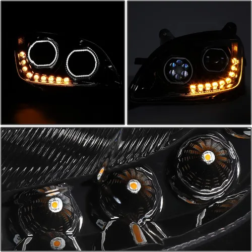 Miniatura 6 de DNA MOTORING HL-HAY-013-BK - Par de anillos de halo LED duales, señales de giro secuenciales, faros delanteros para proyector de haz alto/bajo, Negro