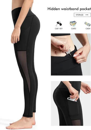 Miniatura 2 de Along Fit Calzas de yoga para mujer con bolsillos laterales, control de abdomen, para correr pantalones capri, talle alto, pantalones deportivos