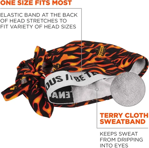 Miniatura 3 de Ergodyne Chill Its 6615 - Bandana de alto rendimiento Do Rag - Banda para la cabeza de terry cloth Flames