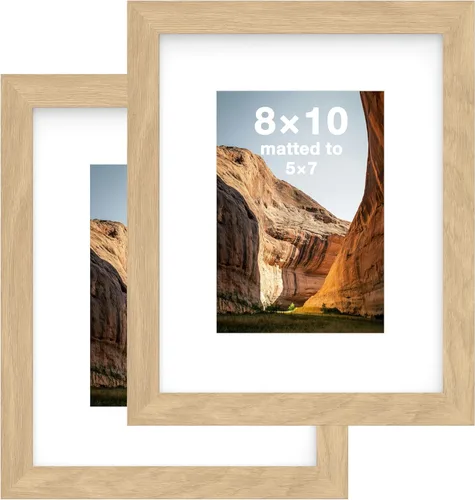 Miniatura 8 de FrameWorks Marcos de fotos clásicos de madera 4 x 6 con vidrio templado, roble natural, paquete de 6 Roble natural-6